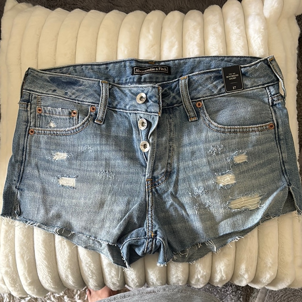 Abercrombie & Fitch Blue Jean Shorts Distressed Cut-Off Style